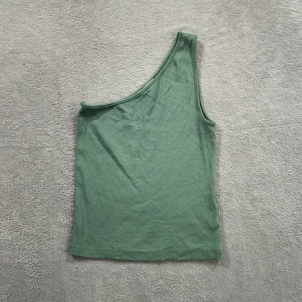 Madewell One Shoulder Top Women's M Tank Top Sleeveles Green Ribbed